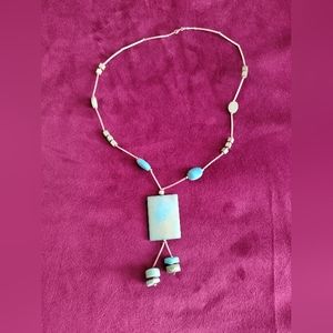 genuine 925 sterling silver necklace with genuine light blue turquoise.